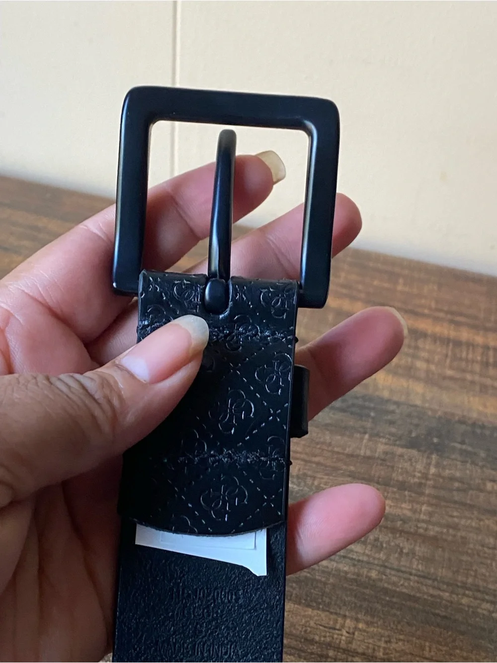 GG Textures Leather Belt, 32”